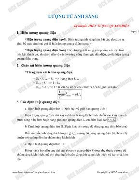Chuyên đề Hiện tượng quang điện Vật lí lớp 12